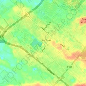 Bani Yas topographic map, elevation, terrain