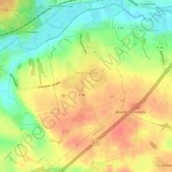 Meddewade topographic map, elevation, terrain