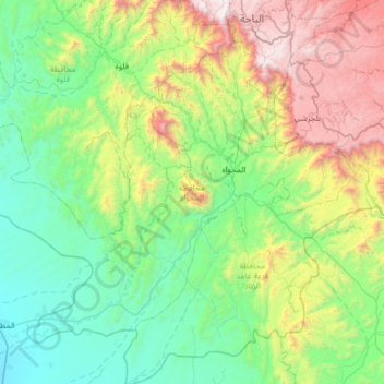 محافظة المخواه topographic map, elevation, terrain