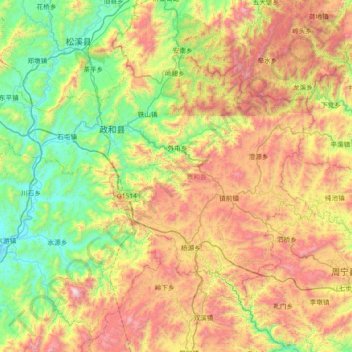 Zhenghe County topographic map, elevation, terrain