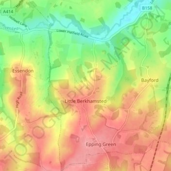 Little Berkhamsted topographic map, elevation, terrain