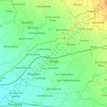 Aliaga topographic map, elevation, terrain