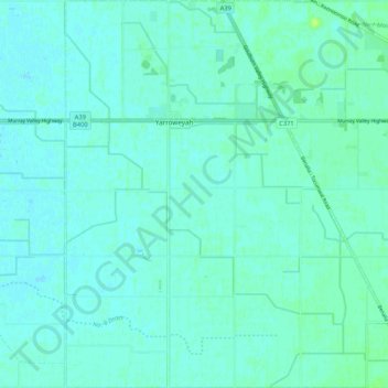 Yarroweyah topographic map, elevation, terrain