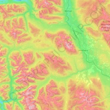 Area A (Hudson Bay Mountain) topographic map, elevation, terrain