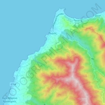 Pomos topographic map, elevation, terrain