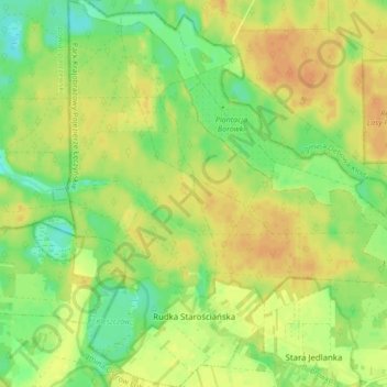 Rudka Starościańska topographic map, elevation, terrain