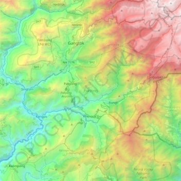 Pakyong topographic map, elevation, terrain