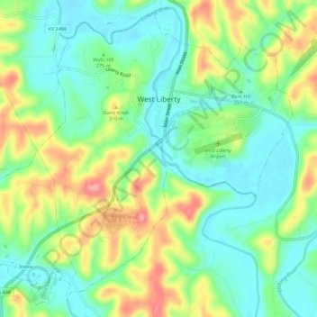 West Liberty topographic map, elevation, terrain