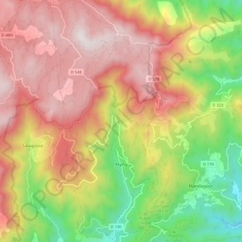 Arphy topographic map, elevation, terrain