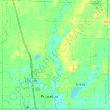 Princeton Township topographic map, elevation, terrain