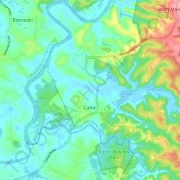 Cattai topographic map, elevation, terrain