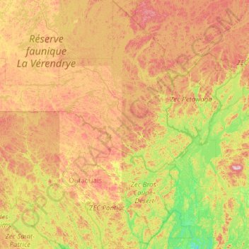 Lac-Pythonga topographic map, elevation, terrain