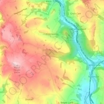 Alderwasley CP topographic map, elevation, terrain