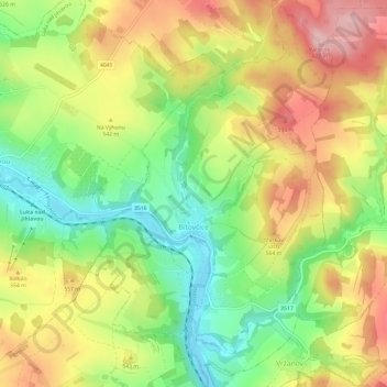 Bítovčice topographic map, elevation, terrain