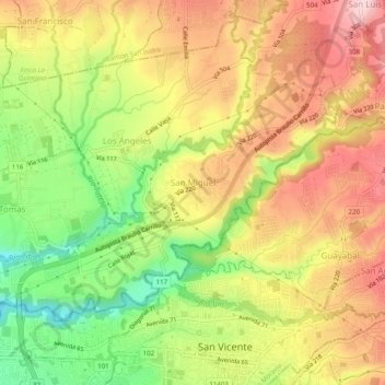 San Miguel topographic map, elevation, terrain