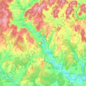 Champlitte topographic map, elevation, terrain