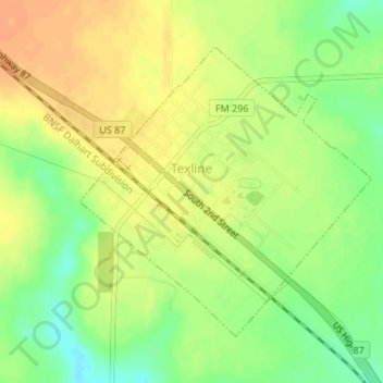 Texline topographic map, elevation, terrain