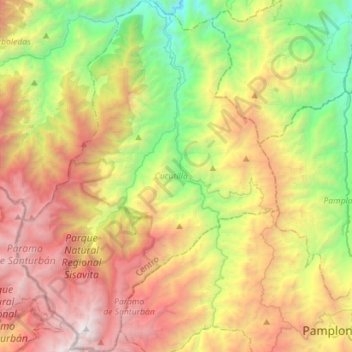 Cucutilla topographic map, elevation, terrain