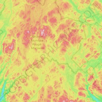 Lac-Legendre topographic map, elevation, terrain