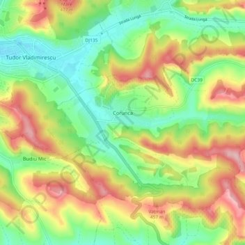 Corunca topographic map, elevation, terrain