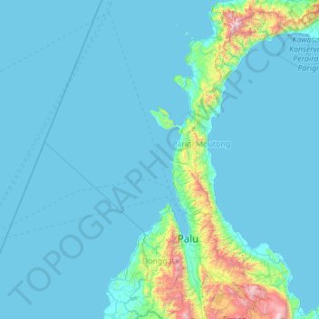 Donggala Regency topographic map, elevation, terrain