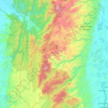 Santa Rosa del Sur topographic map, elevation, terrain