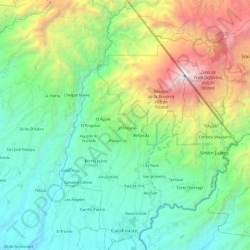 Cacahoatán topographic map, elevation, terrain