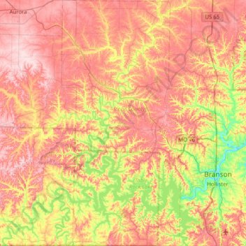 Stone County topographic map, elevation, terrain