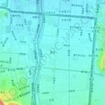 Jung-dong topographic map, elevation, terrain