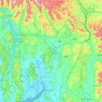 River Kent topographic map, elevation, terrain