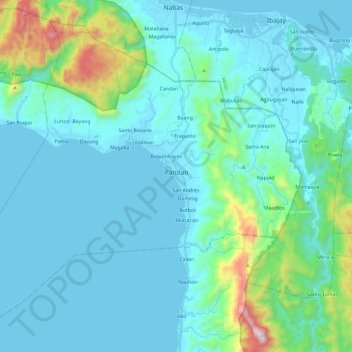 Pandan topographic map, elevation, terrain