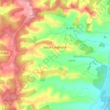 Vaux-Lavalette topographic map, elevation, terrain