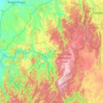 Snowy Valleys Council topographic map, elevation, terrain