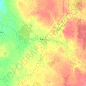 Oulainen topographic map, elevation, terrain