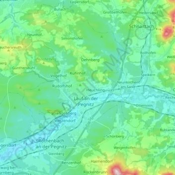 Bavaria topographic map, elevation, terrain