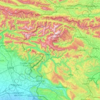 Julian Alps topographic map, elevation, terrain