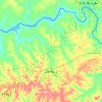 Cambará topographic map, elevation, terrain