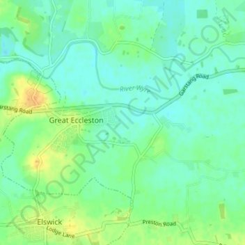 Great Eccleston topographic map, elevation, terrain