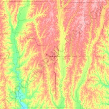 Nodaway County topographic map, elevation, terrain