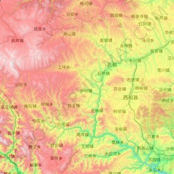 Li County topographic map, elevation, terrain