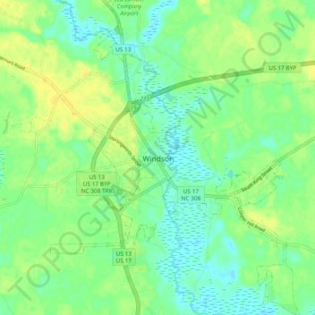 Windsor topographic map, elevation, terrain