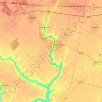 Lupșanu topographic map, elevation, terrain