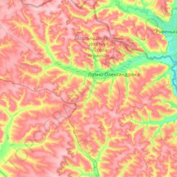 Lozno-Oleksandrivska settlement hromada topographic map, elevation, terrain