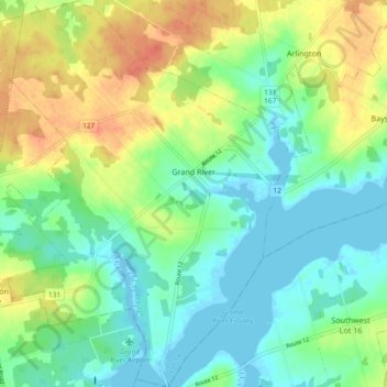 Grand River topographic map, elevation, terrain