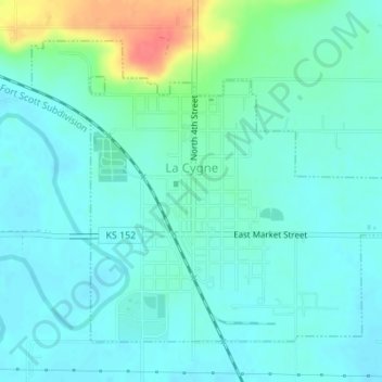 La Cygne topographic map, elevation, terrain