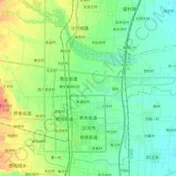 Qiaodong Subdistrict topographic map, elevation, terrain