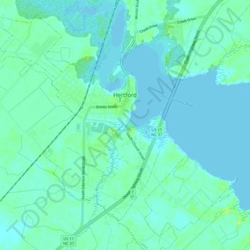 Hertford topographic map, elevation, terrain