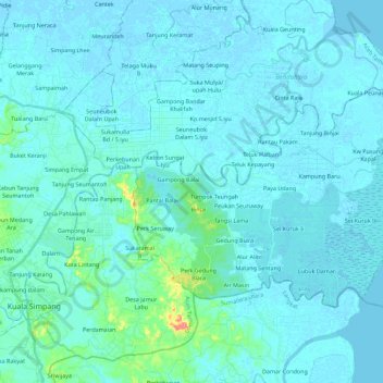 Sungai Tamiang topographic map, elevation, terrain