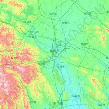 襄阳市 topographic map, elevation, terrain