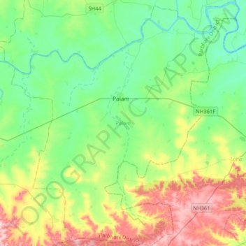 Palam topographic map, elevation, terrain